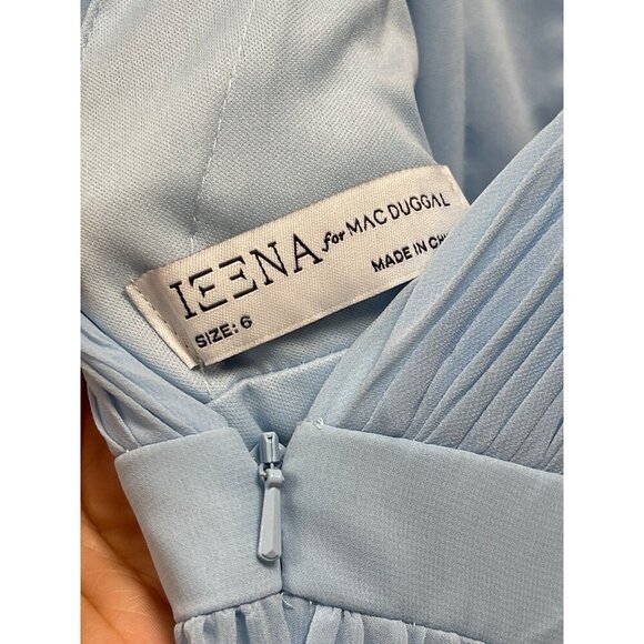 Mac Duggal Pleated Slit Baby Blue Formal Gown Maxi Dress Size 6 NWT - Picture 10 of 10